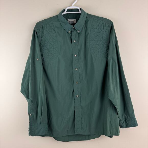 LL Bean Shirt Men's XL Reg Green Shooting Hunting Range Padded Quilted READ - Picture 1 of 10